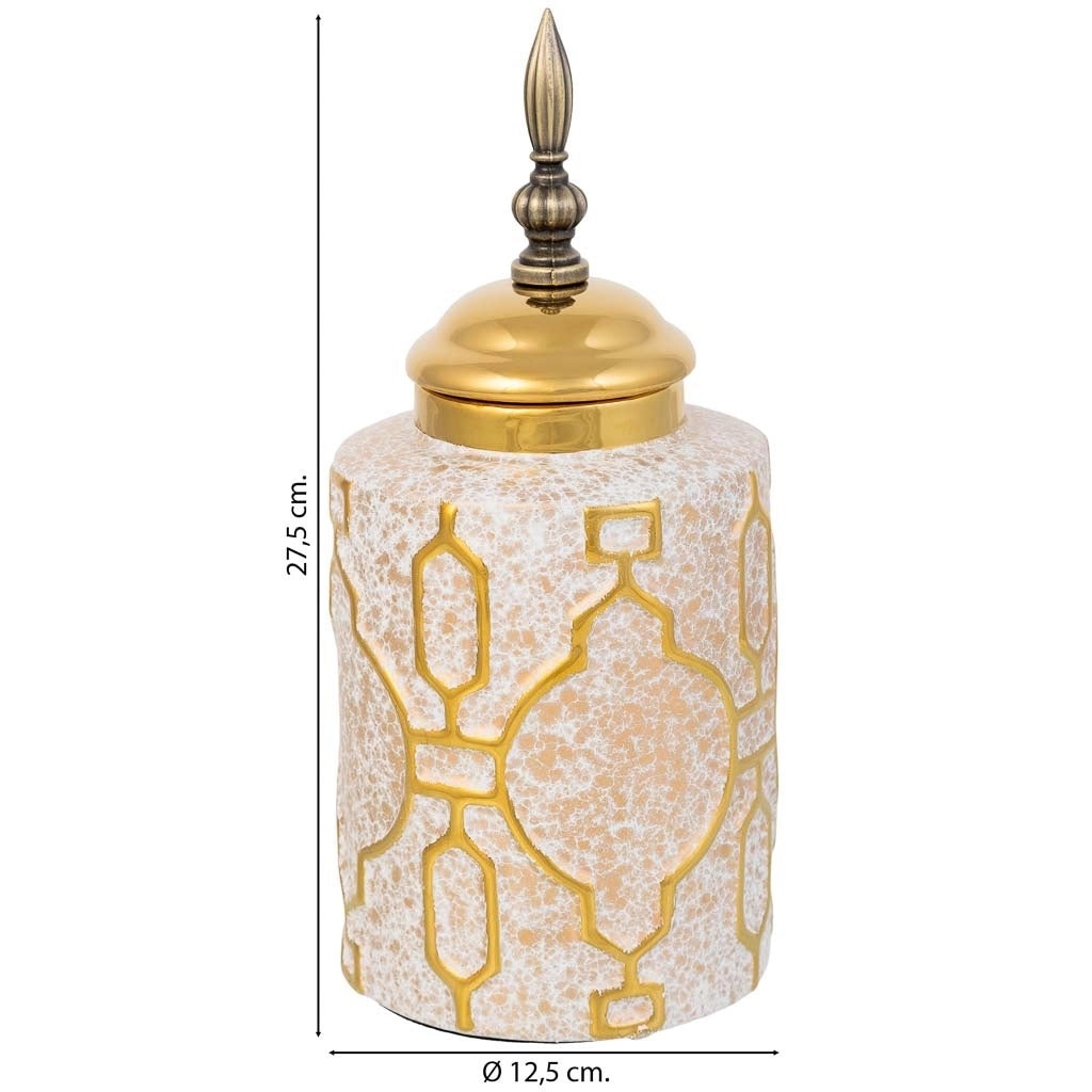 Vaso in ceramica dorata, D12,5x27,5h cm