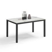Tavolo da pranzo allungabile Marmo di Carrara 110x70 modello GIOTTO MADE IN ITALY con allunga laterale 40 cm per sala da pranzo, cucina e soggiorno, design moderno