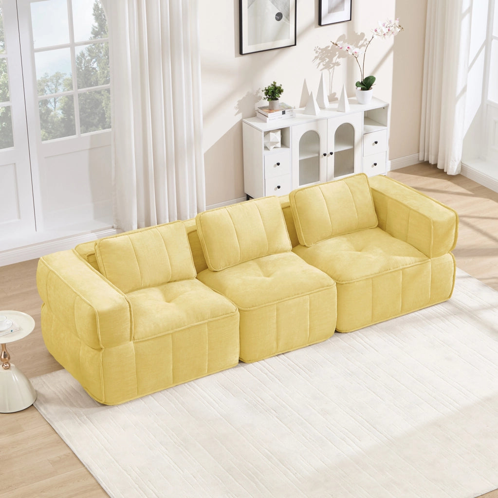 DIVANO Modulare Senza Struttura 271x93x67 cm Poliestere Giallo
