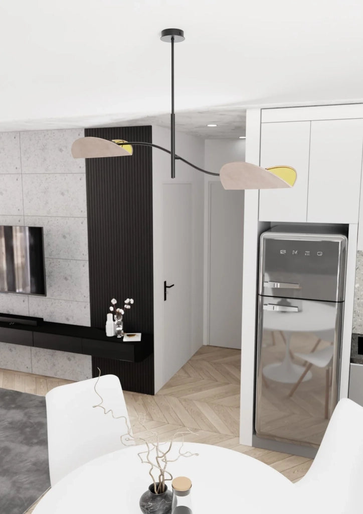 Plafoniera Moderna Ares Acciaio Nero Grigio 2 Luci E14 Ip20