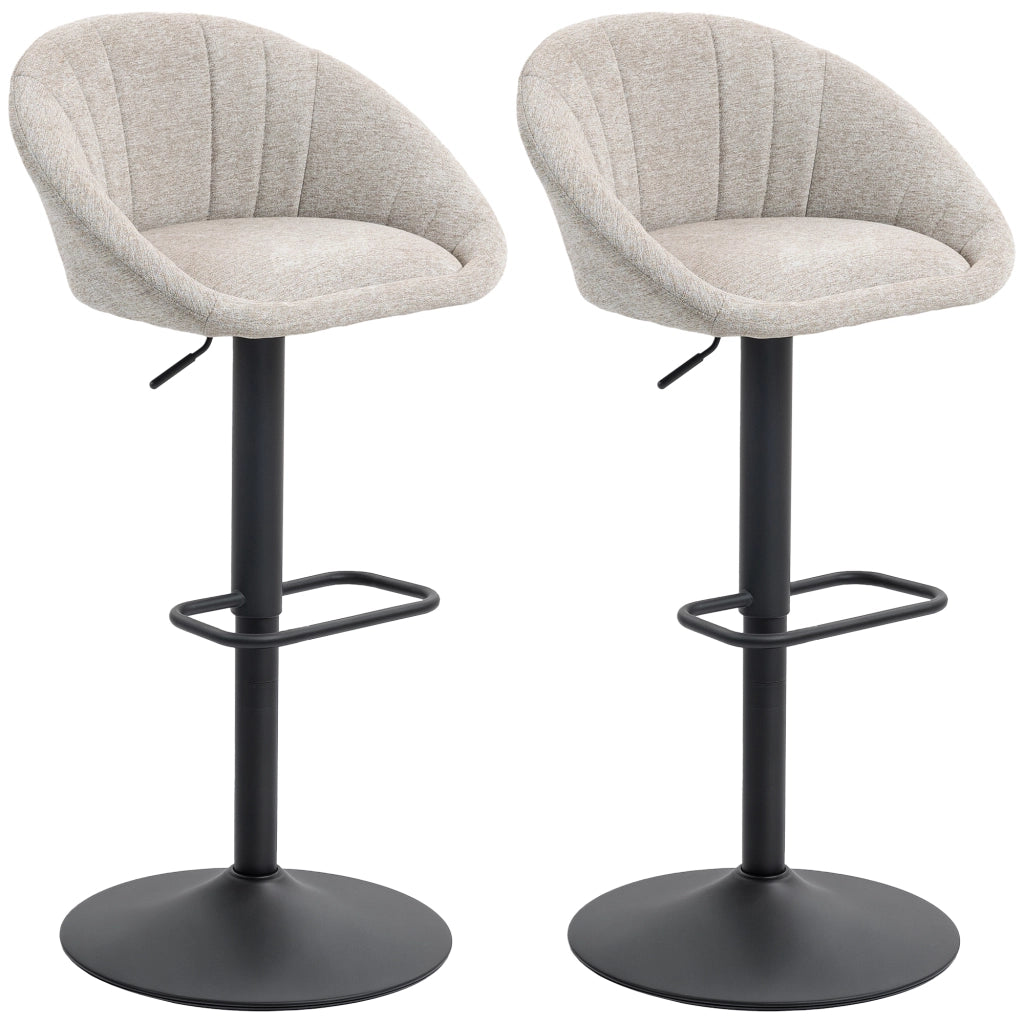 Sgabelli da Bar Set 2 Pezzi Altezza Regolabile Seduta Girevole ¨C Zephmum ¨C Tessuto Beige