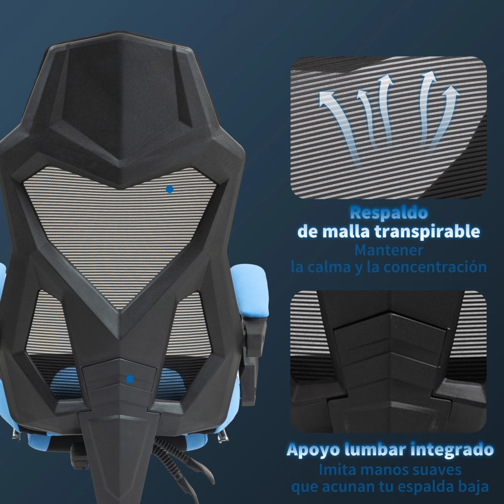 Sedia Gaming con Poggiapiedi ¨C Xylo ¨C Regolabile Schienale Reclinabile 135¡ã Blu e Nero