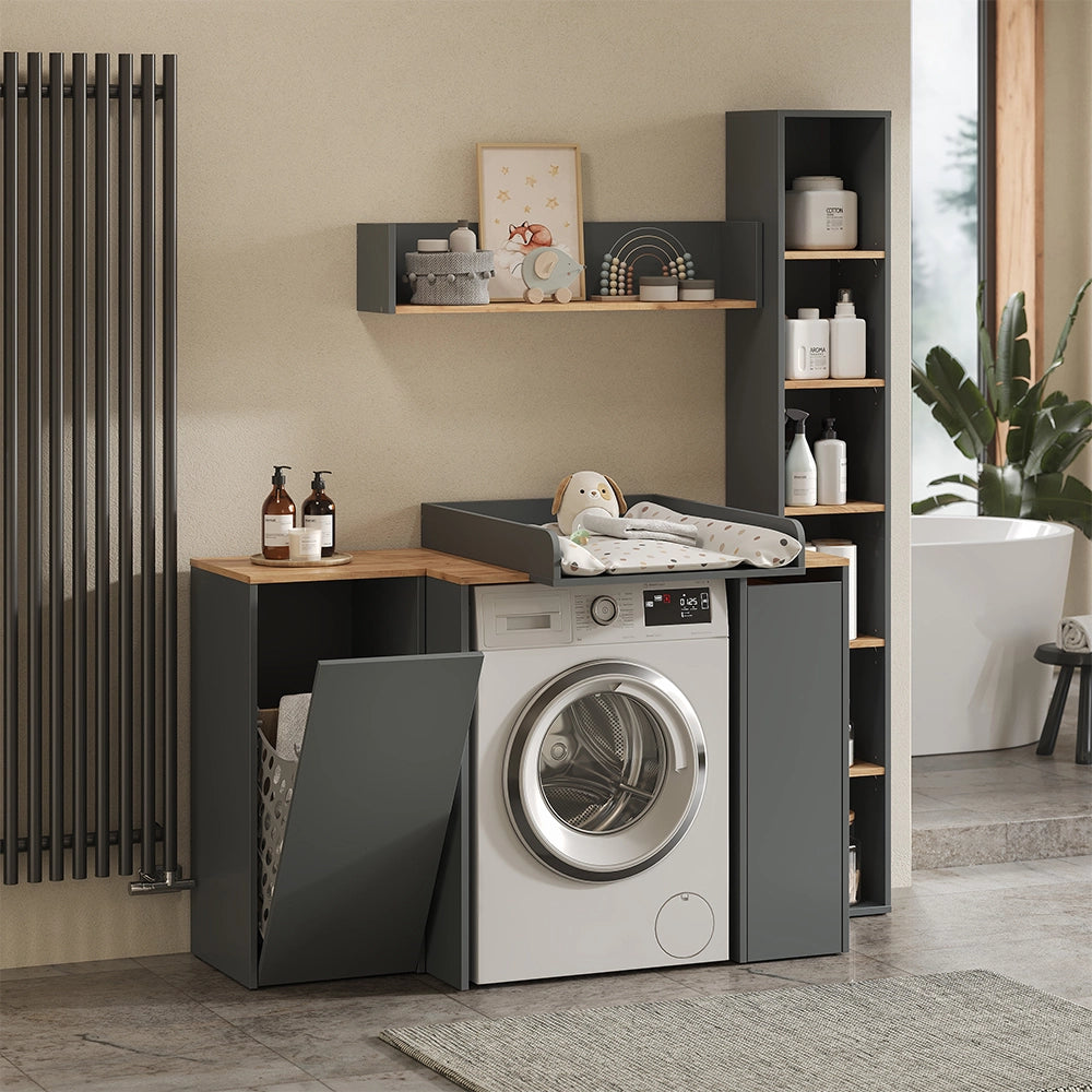 Mobile lavatrice Viktor Antracite/Rovere dorato 93.6 x 88.2 cm 2 parti con fasciatoio Vicco
