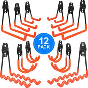 12 pezzi di muro per garage, muro per garage pesante, muro per garage con doppia impugnatura, muro per garage per l'organizzazione di scale, sedie, tubi, biciclette, attrezzature elettriche (arancione)