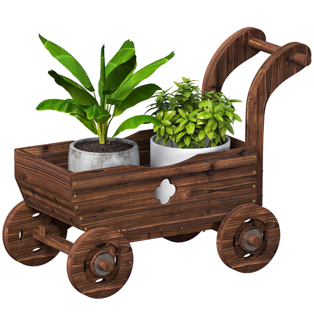 Fioriera Carretto Legno con Ruote ¨C zephmum ¨C Legno 68x38x52 cm