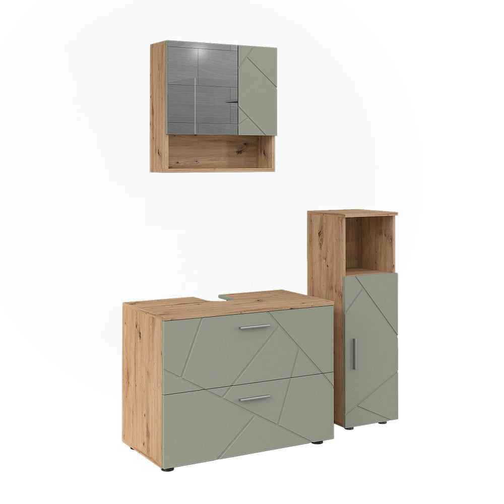 Vicco Set di mobili da bagno Verde salvia 3 parti
