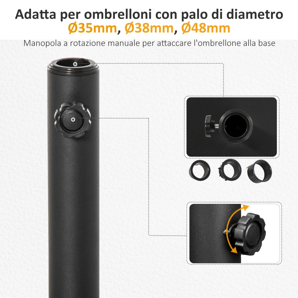 Base per Ombrellone 13kg in Cemento con Finitura Lucida, 40x40x43cm, Nero