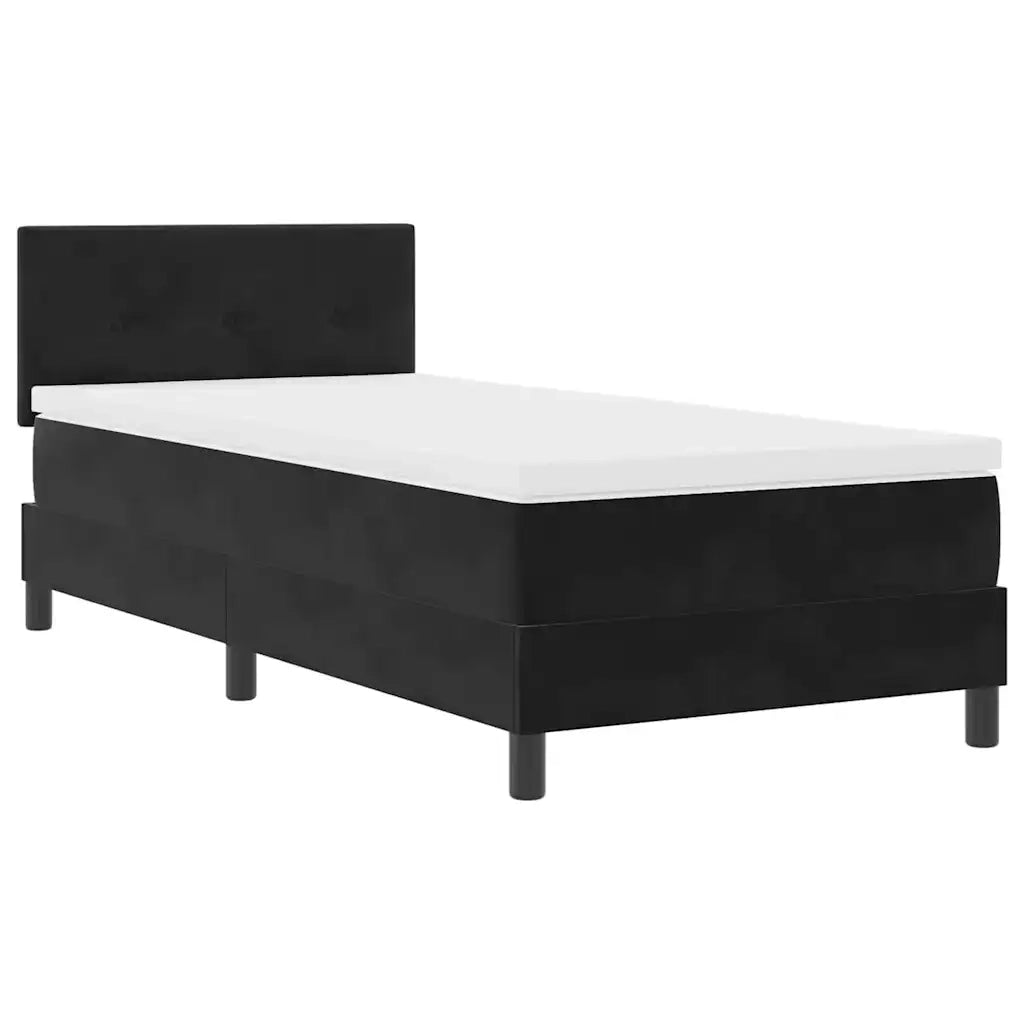 Letto a Sorgente LED con materasso Nero 80 x 200 cm Velluto
