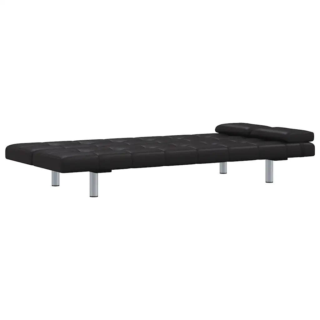 Divano Letto con 2 Cuscini in Similpelle Regolabile Nero