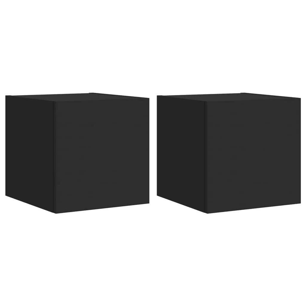 Mobile TV multimediale da parete mensola TV credenza mobile TV per sala da pranzo soggiorno camera da letto con luci LED 2 pezzi 30,5 x 35 x 30 cm nero 02_0029096
