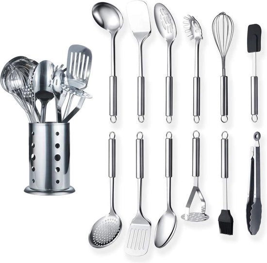 Impastatrice RVS 13 Delicatessen con Stante – Cucchiai da Cucina - Cucchiaio per Servire - Spatola per Pasta e Spatola per Patate