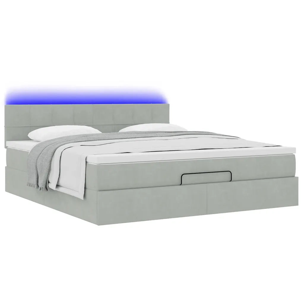 Struttura Letto Pouf con Materasso 160x200 cm in Velluto