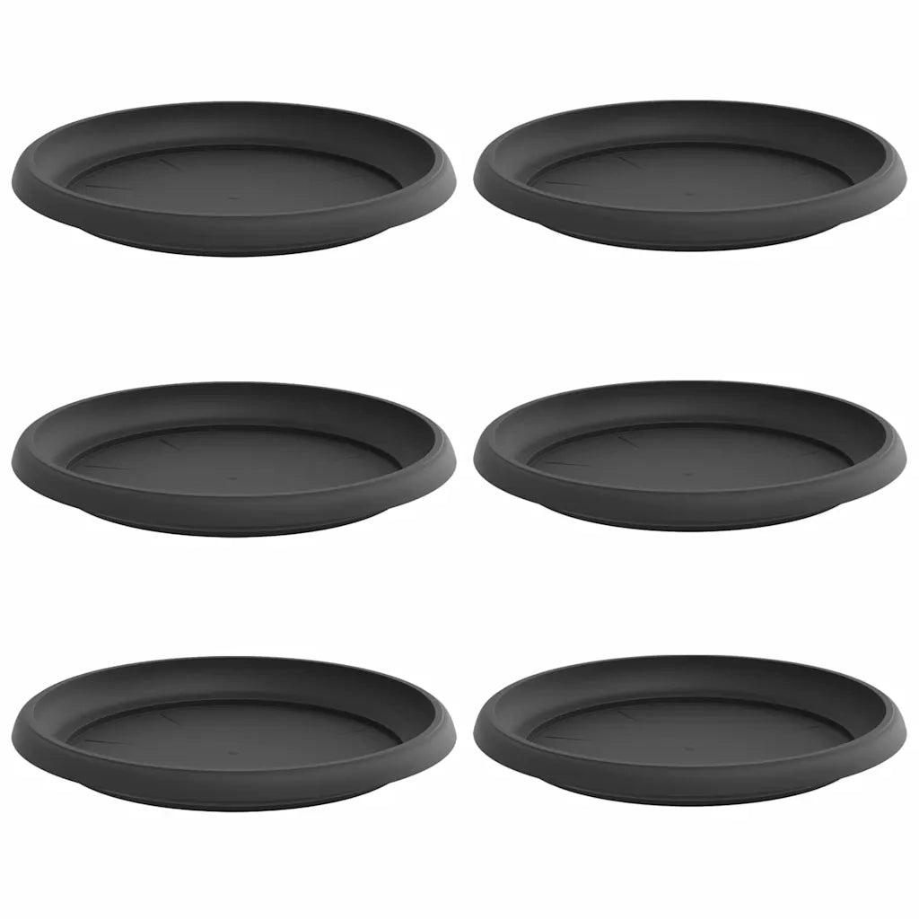Vassoio Rotondo per Fiori 6 pcs Nero Ø 14 x 2 cm Plastica 42020310