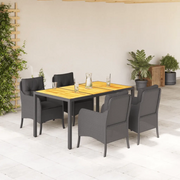 Set da Pranzo da Giardino 5 pz Nero con Cuscini in Polyrattan 3211868