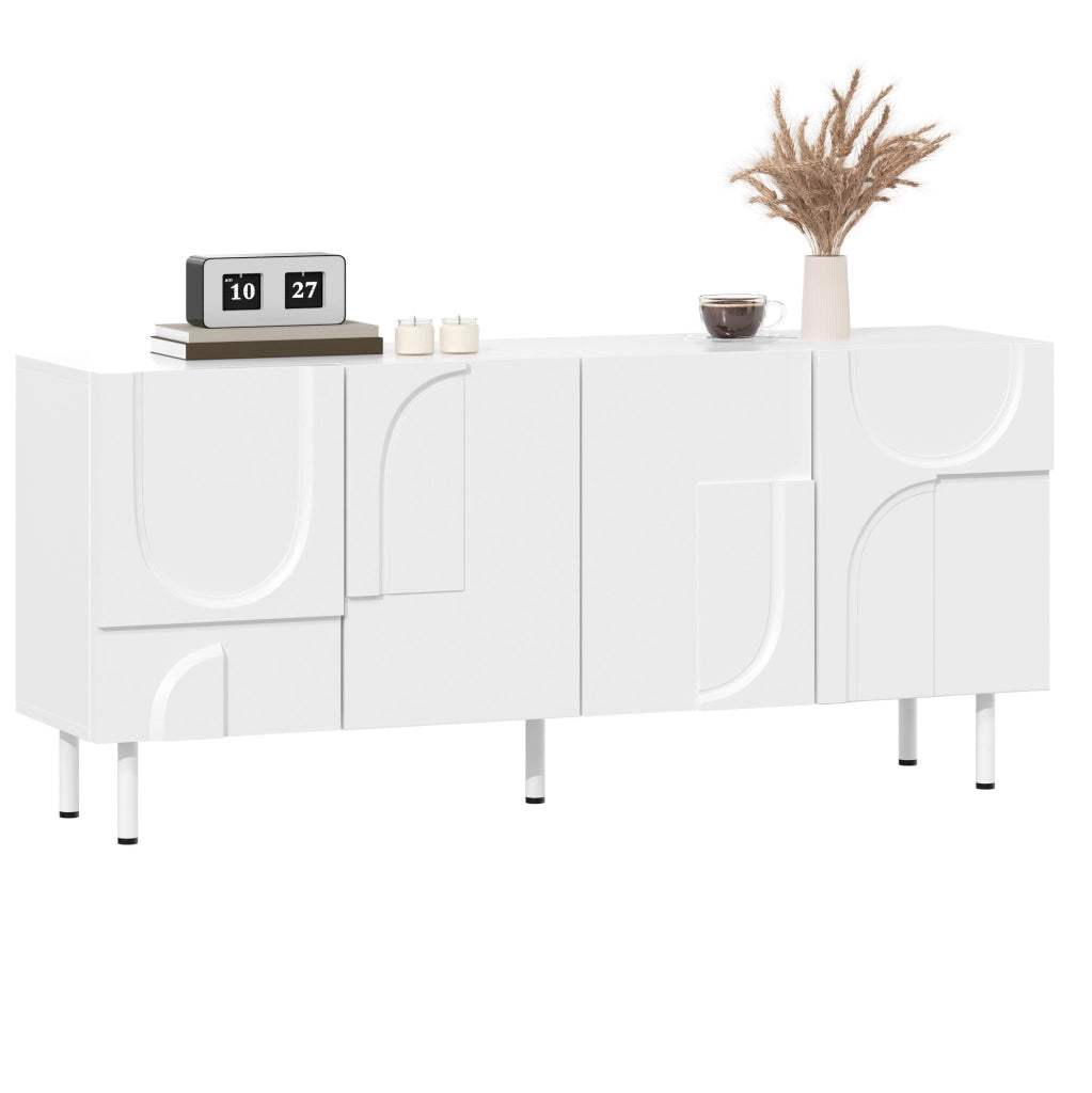 Credenza geometrica bianca 160 cm in MDF e truciolare