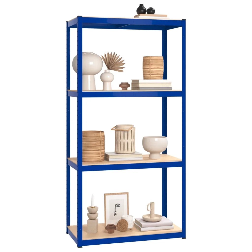 Scaffali a 4 Ripiani 2 pz Blu in Acciaio e Legno Multistrato 3154147
