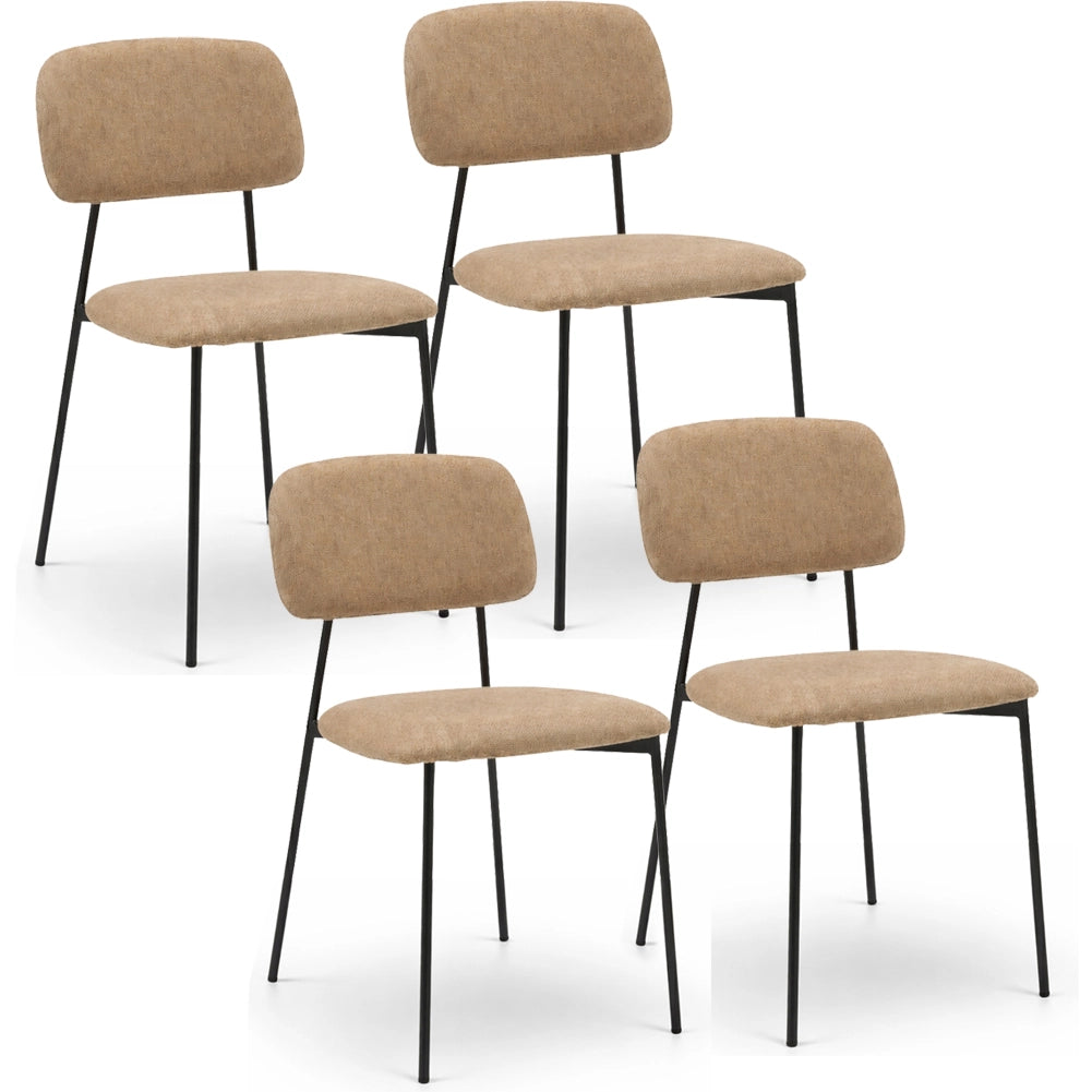 Set 4 Sedie Tortora Parigi in Tessuto con Struttura in Metallo Seduta Ergonomica