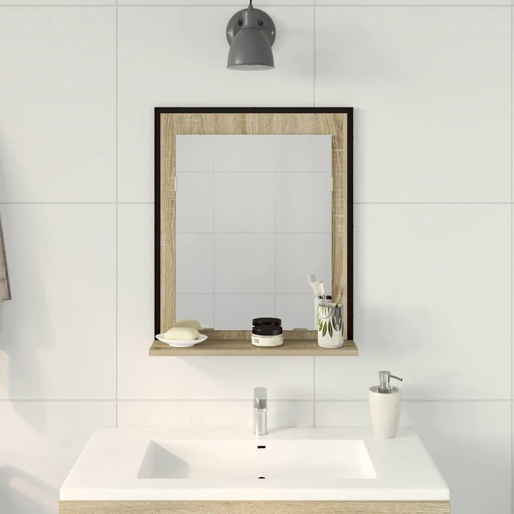 Specchio da bagno con lo scaffale Nero 50 x 12 x 60 cm 864339