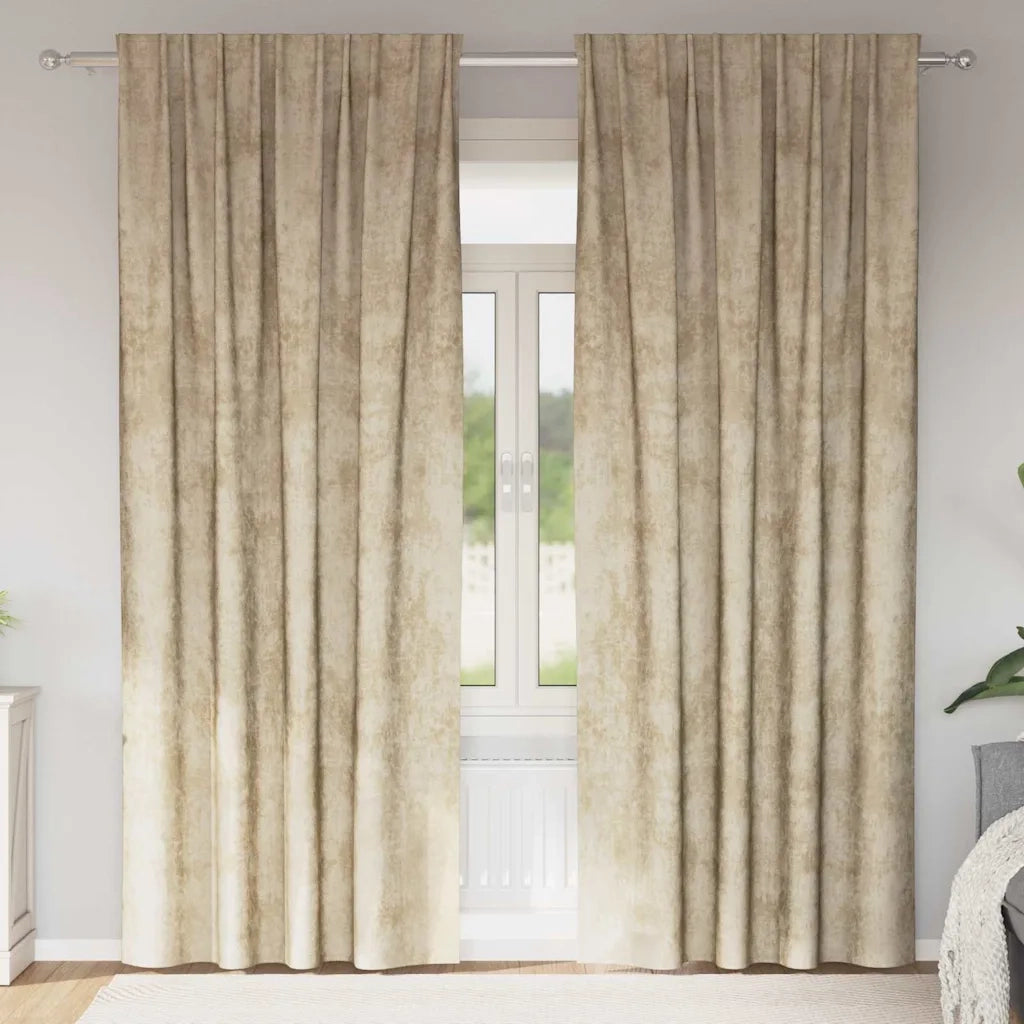 Tende in Velluto con tende 2 pcs Crema 260 x 140 cm Velluto 4107702