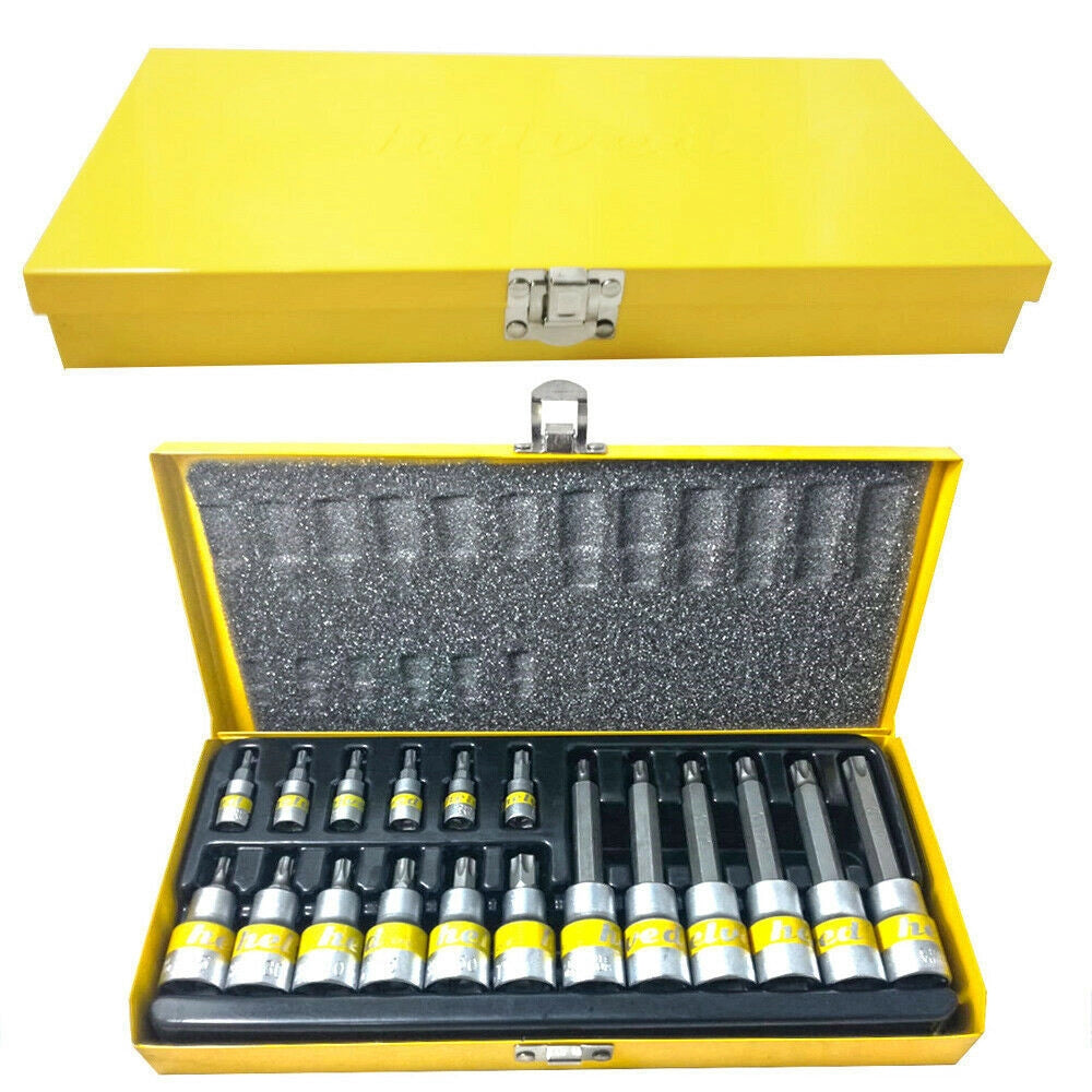 Trade Shop - Kit Di Bussole Esagonali 18 Pezzi Cromo Vanadio Helved Hld10119 In Acciaio Cromo -