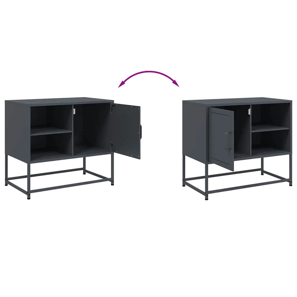Mobile TV multimediale mensola TV credenza TV sala da pranzo soggiorno camera da letto antracite 68 x 39 x 60,5 cm acciaio antracite 02_0026405