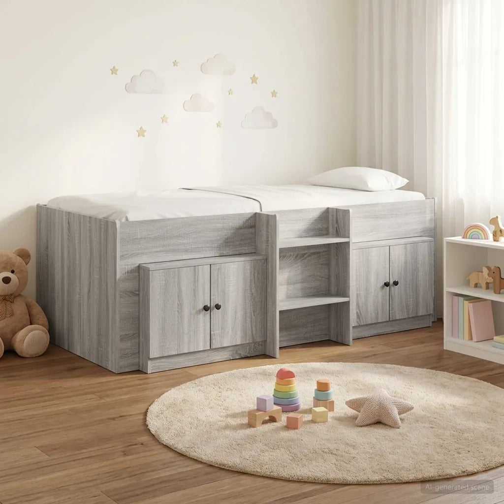Struttura Letto Loft con Mobile con porta 3 pz Sonoma grigio 3423379