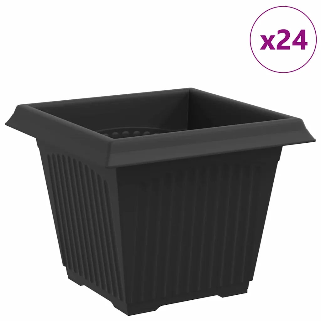 Vaso quadrato per fiori 24 pcs Nero 33 x 33 x 26 cm Plastica