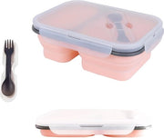 Lunchbox Opvougbile Bento - Contenitore di Pane in Silicone con Fork e Spatola per Adulti e Bambini - Ideale per la Conservazione di Cibi