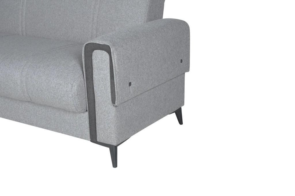 Ogna, Divano Letto con Penisola Contenitore, 238x158 cm Grigio Chiaro