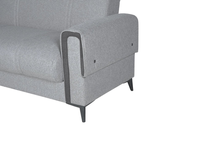 Ogna, Divano Letto con Penisola Contenitore, 238x158 cm Grigio Chiaro