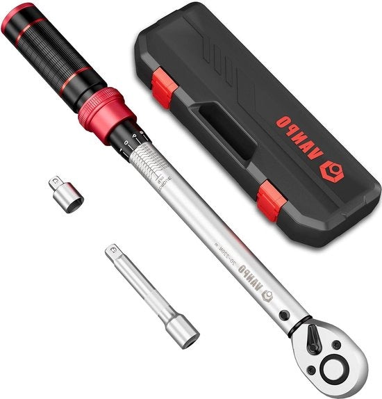 Chiave inglese ad alta precisione 1/2 pollice 20-220 NM - 3% ± - estensione 125 mm - adattatore 3/8 pollice - set di chiavi inglese a 72 denti per auto, camion, motocicletta