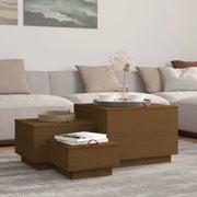 Contenitori Portaoggetti Coperchi 3pz ambra Legno Massello Pino 818248
