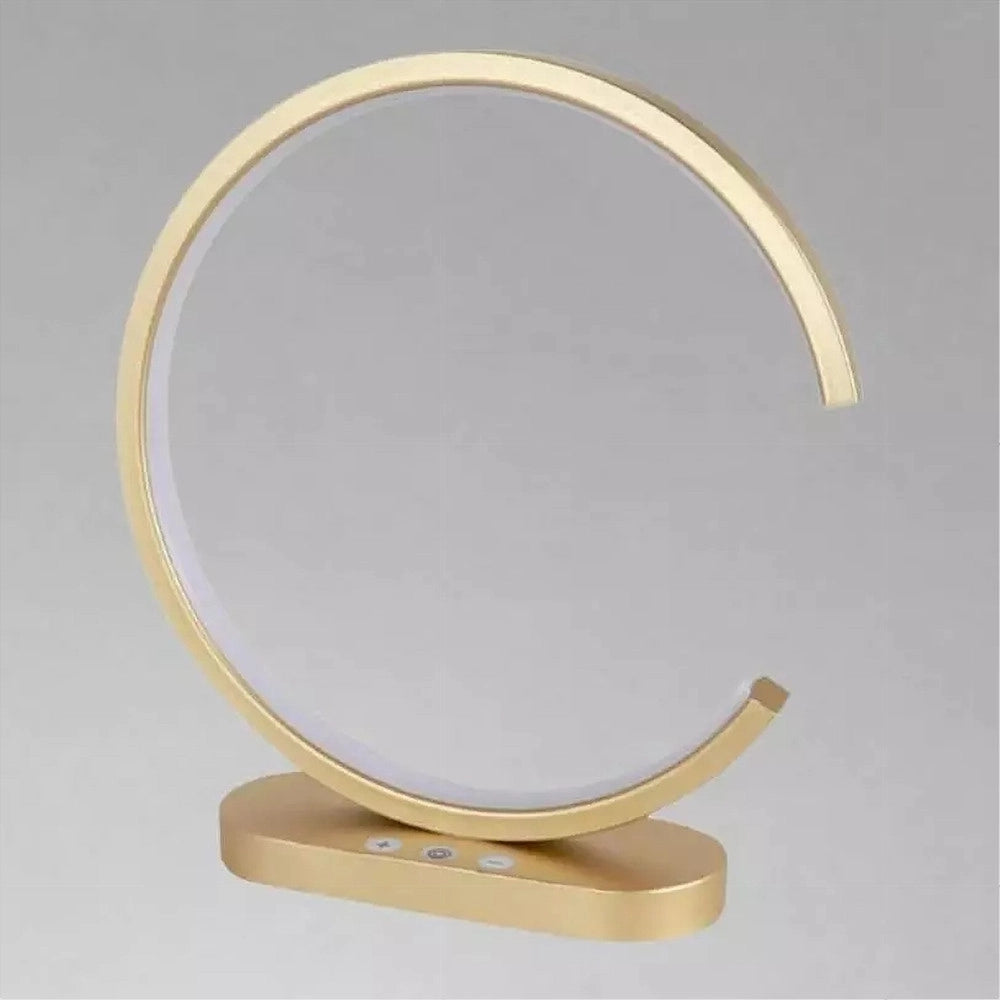 Trade Shop - Lampada Da Tavolo Led 12 W Design Curva Oro Touch Scrivania Comodino Ip20 32729 -