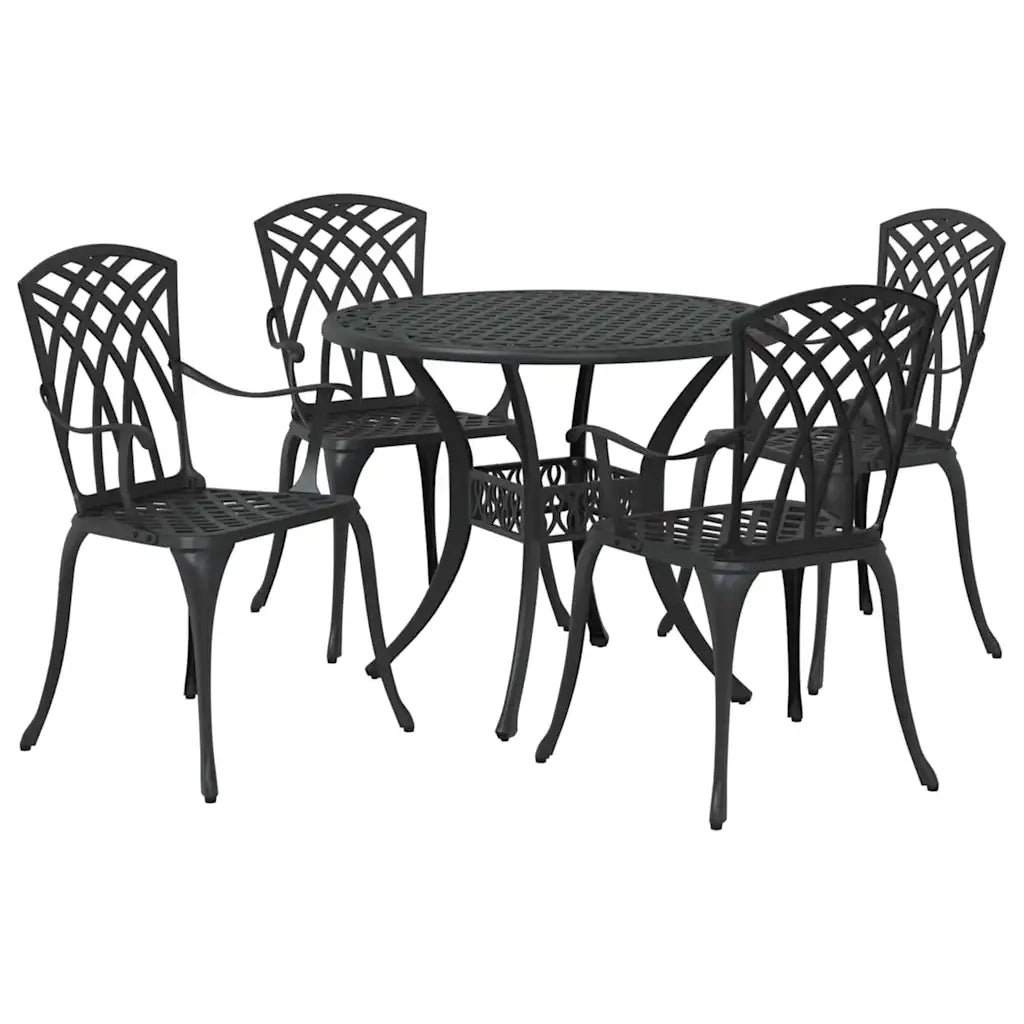 Set da Pranzo per Giardino 5 pcs Nero Alluminio 3334717