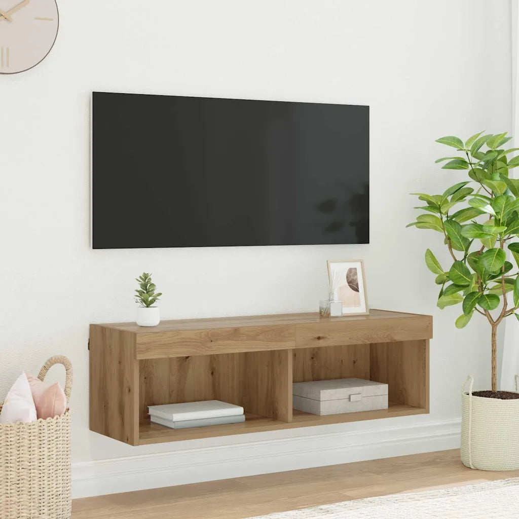 Mobile TV da parete con LED Rovere artigianale 100 x 30 x 30 cm 882967