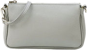 Borsa in pelle reale con cinturino e tasca da spalla, tasca da mano, piccola tasca, tasca da sera 23x13cm G323 (grigio chiaro)