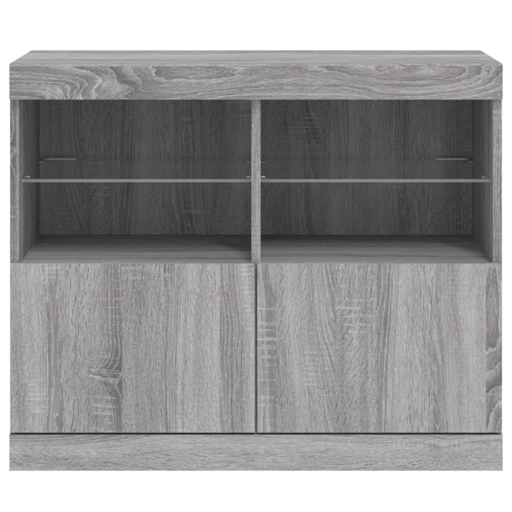 Buffet credenza cassettiera armadio mobile contenitore organizer per cucina soggiorno salotto con luci LED Sonoma 81 x 37 x 67 cm grigio 02_0030084