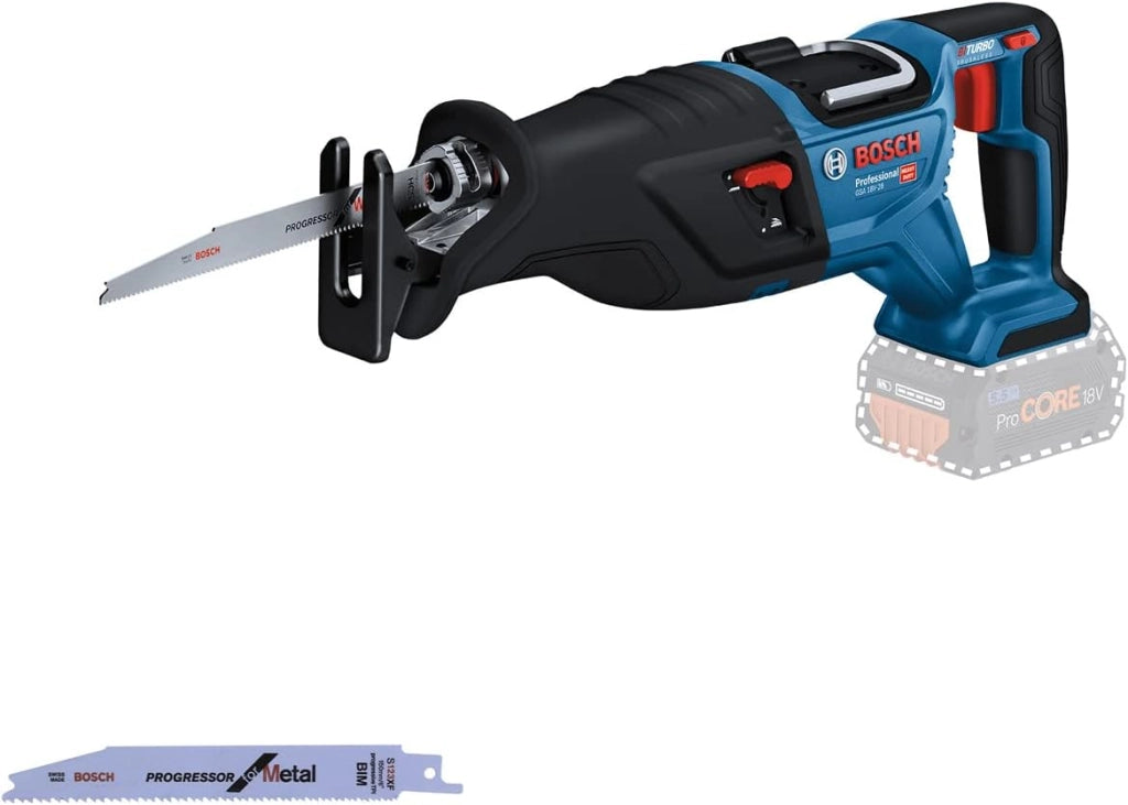 Bosch Professional BITURBO Sega universale a batteria GSA 18V-28 (incl. 2 batterie PROCORE da 5.5 Ah, caricabatteria GAL 1880, in L-BOXX)