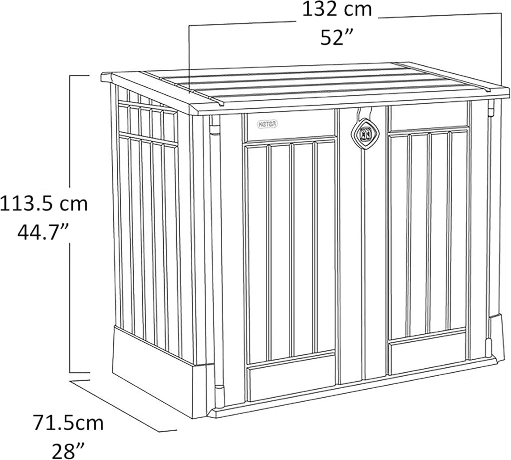 Baule porta attrezzi da esterno in resina effetto legno con doppia anta Store It Out Midi beige marrone Keter