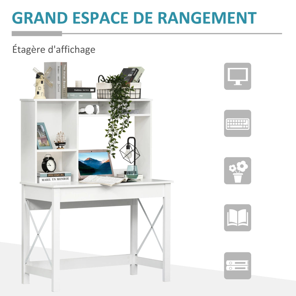 Scrivania con libreria ¨C zephmum ¨C bianco 105x50x137.5 cm