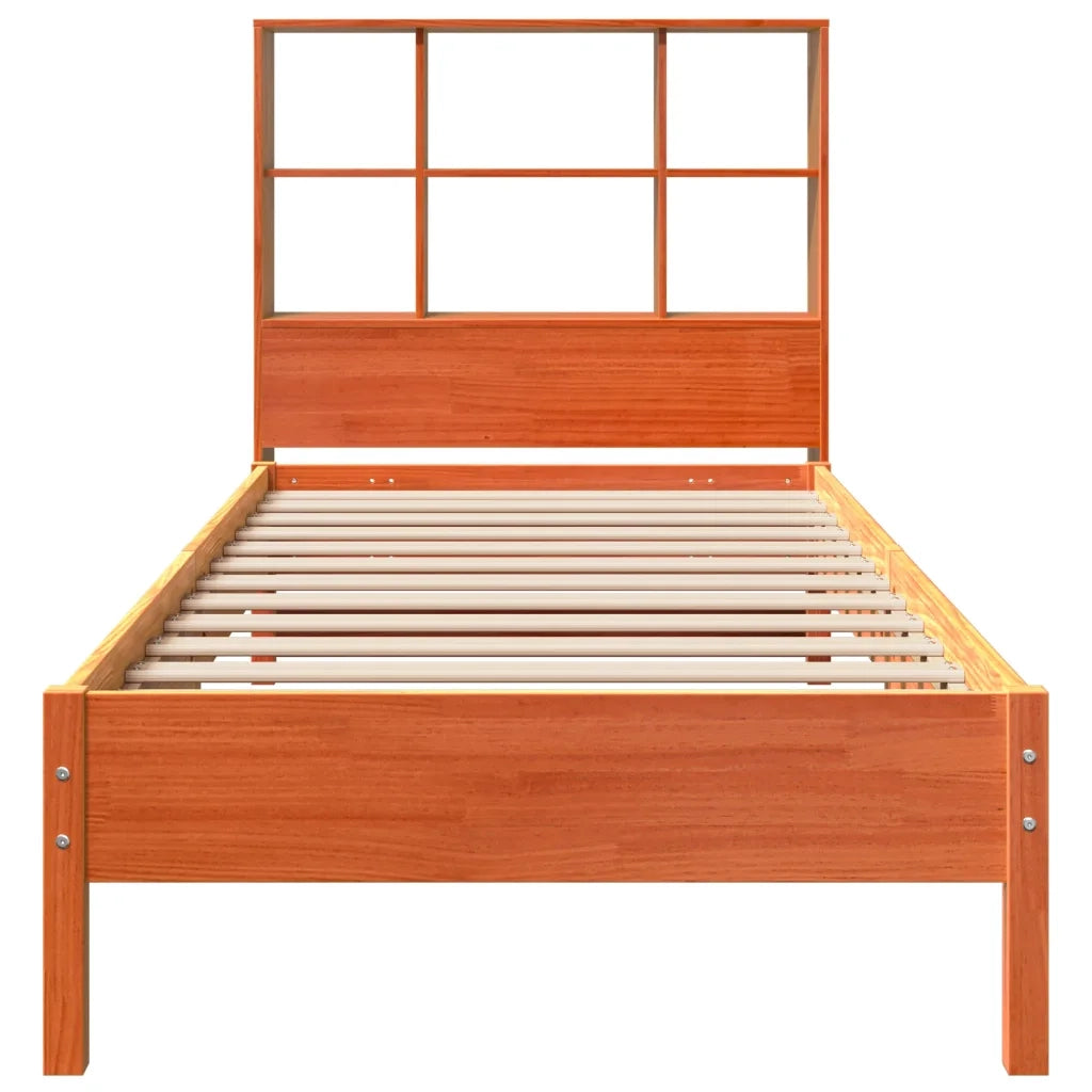Letto Libreria senza Materasso Marrone Cera 100x200 cm in Pino