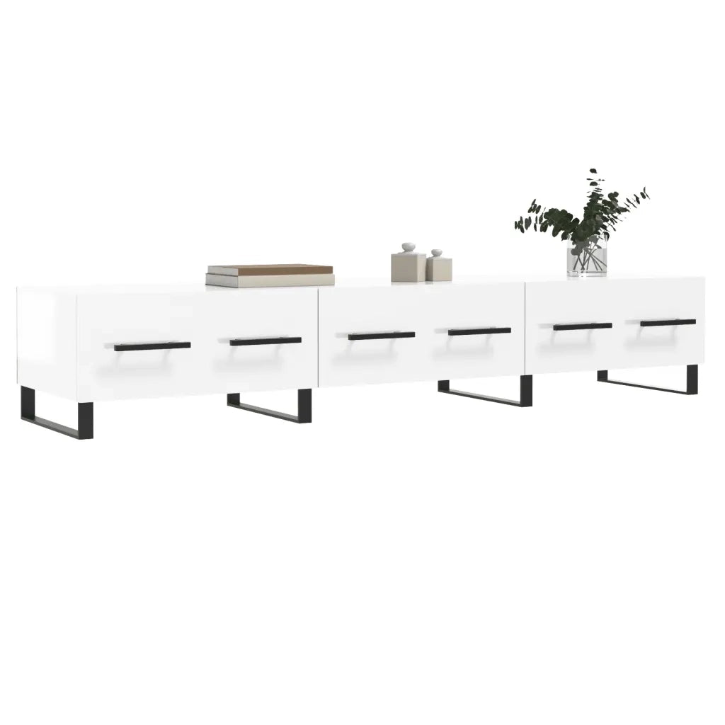Mobile Porta TV Bianco Lucido 150x36x30 cm in Legno Multistrato 829174