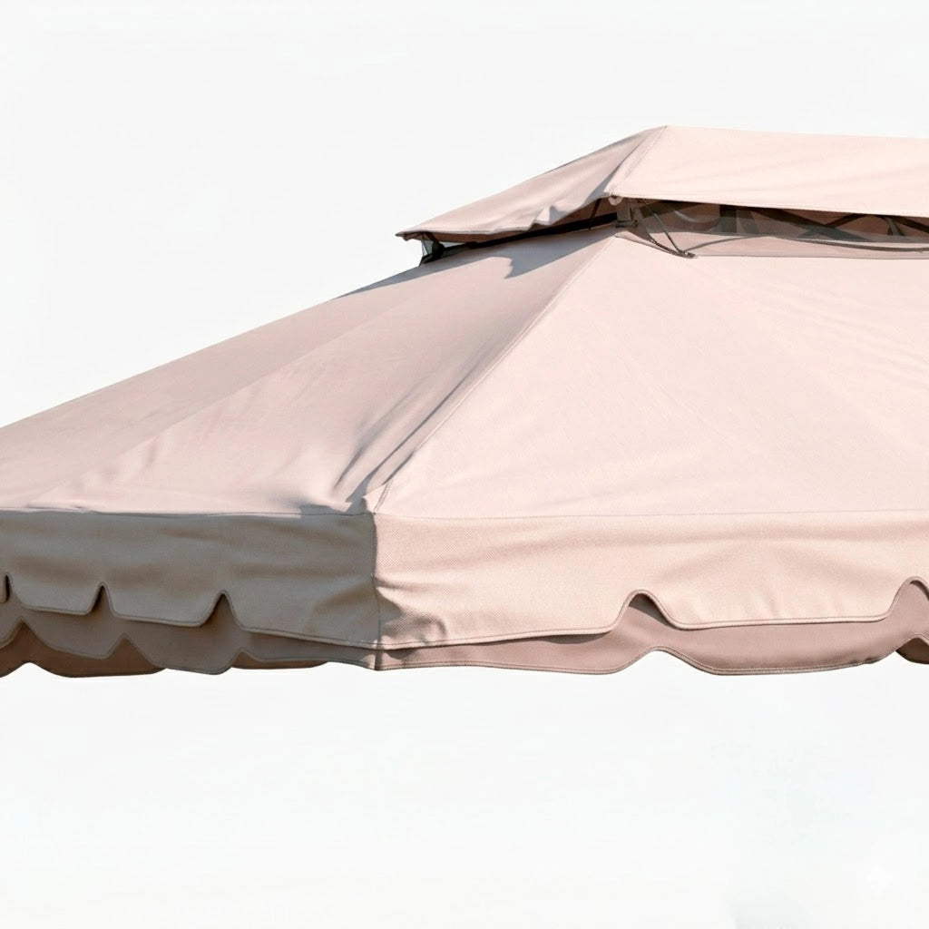Telo Di Ricambio Per Gazebo Impermeabile In PVC Con Air Vent E Zanzariera Integrata Resistente A Sole Pioggia Vento E Intemperie Per Giardino Patio Outdoor 3 X 4 M Beige