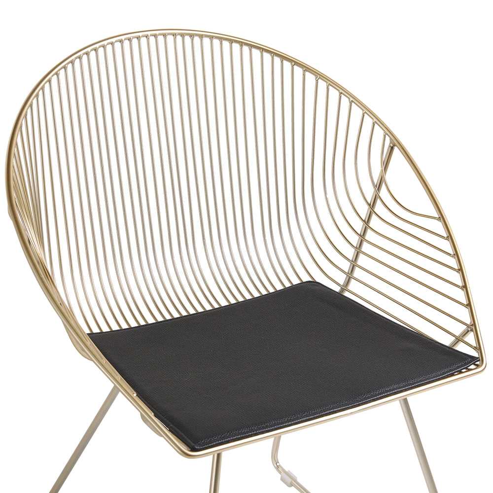 Set di 2 sedie da pranzo con struttura in metallo dorato sedile in ecopelle nera design moderno e glam