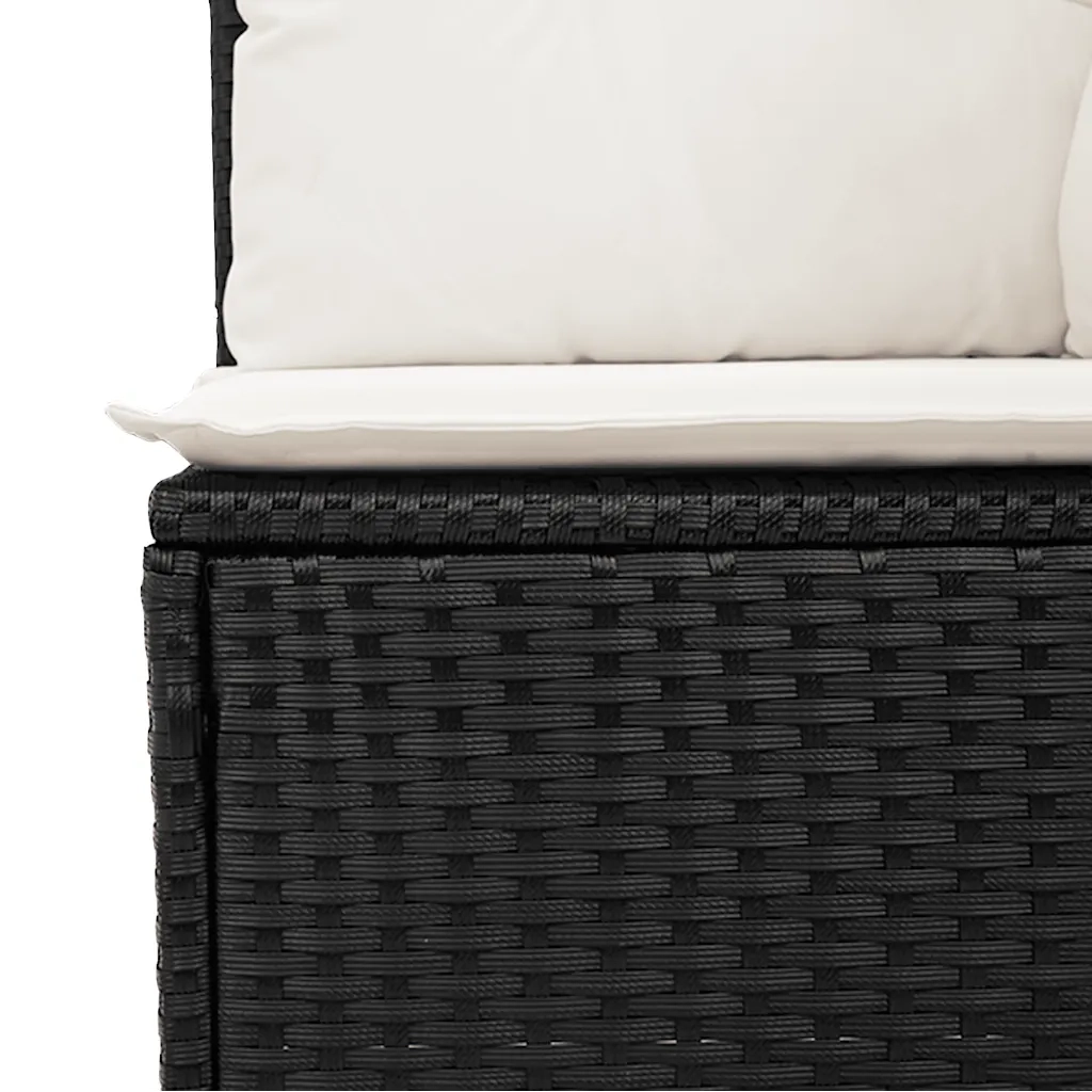 Set Divano da Giardino 6 pz con Cuscini Nero in Polyrattan 3325322