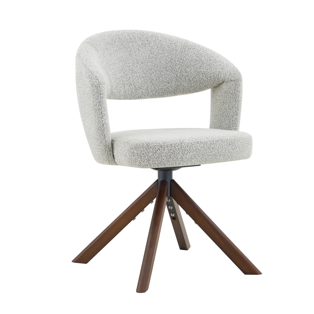 Sedia da Pranzo Set da 2 Girevole a 360° con Schienale Ergonomico, in Tessuto Grigio Chiaro e Legno Massello Noce