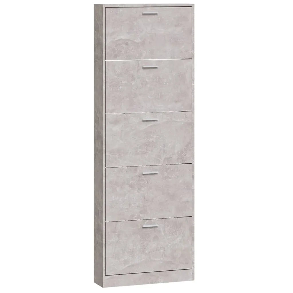 Scarpiera-Scaffale per scarpe Grigio Cemento 59x17x169 cm in Legno Multistrato
