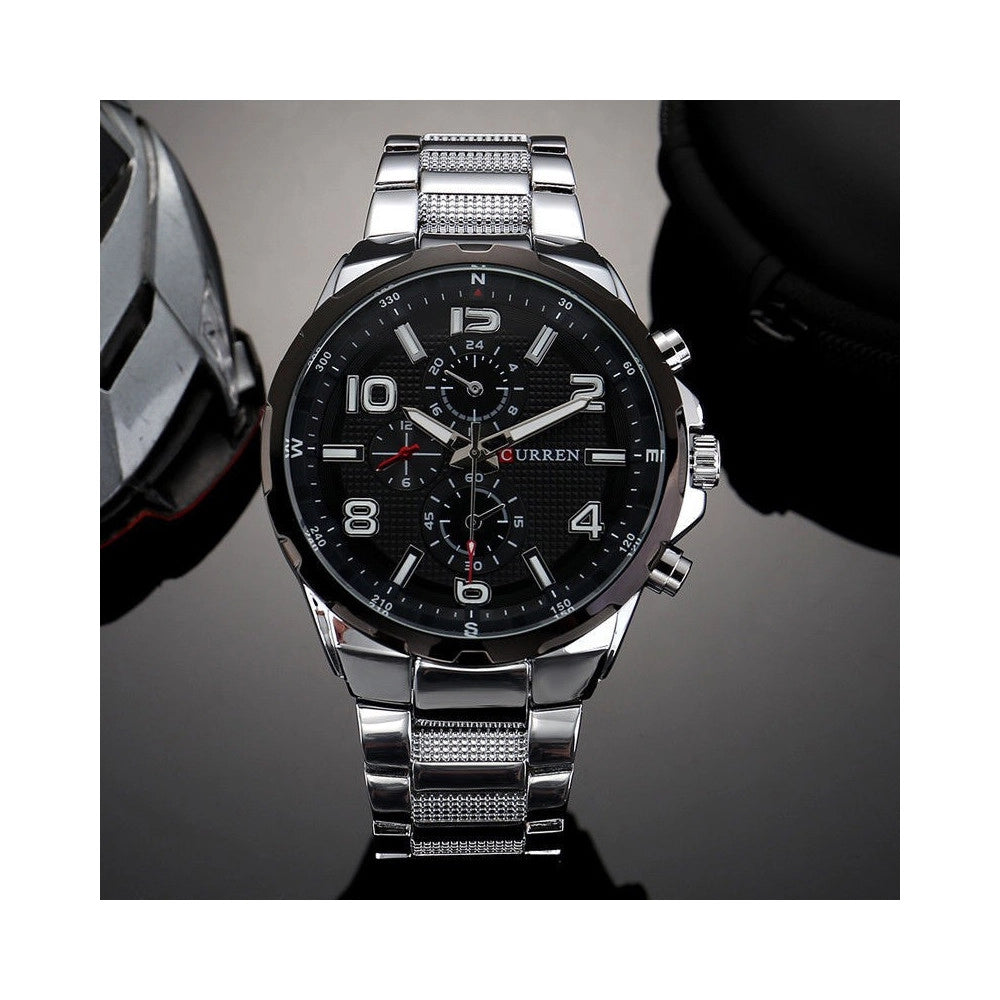 Trade Shop - Orologio Da Polso Curren 8276 Uomo Analogico Quarzo Business Silver Nero -