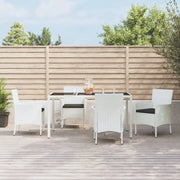 Set da Pranzo da Giardino 5 pz con Cuscini in Polyrattan Bianco 3187342