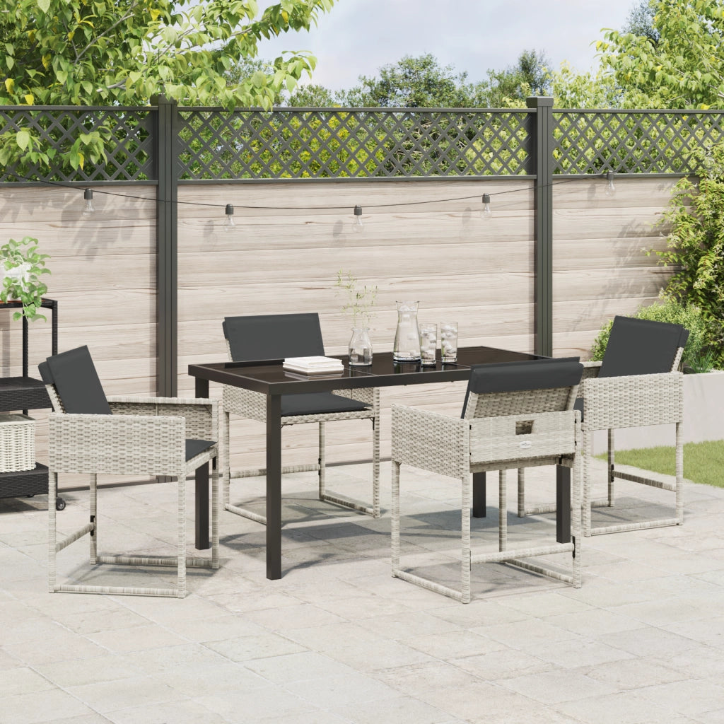 Set da Pranzo da Giardino 5 Pezzi con Cuscini Grigio Chiaro